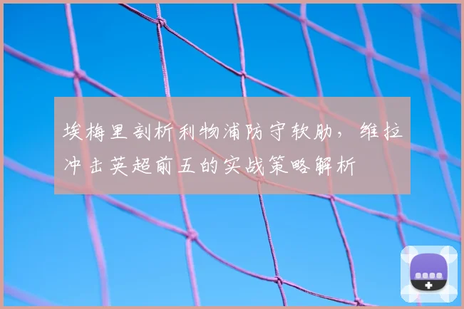 埃梅里剖析利物浦防守软肋，维拉冲击英超前五的实战策略解析